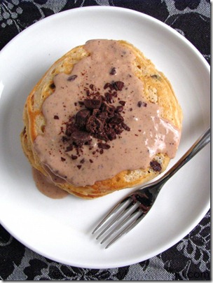 Chocolate Chip Cookie Dough Glazed Pancakes for One