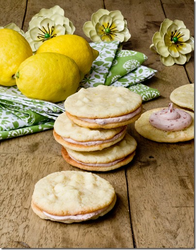 Lemon Cookies with White Chocolate Chips & Strawberry Buttercream