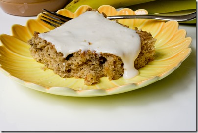 Peanut Butter Banana Cake Bars with Cream Cheese Icing