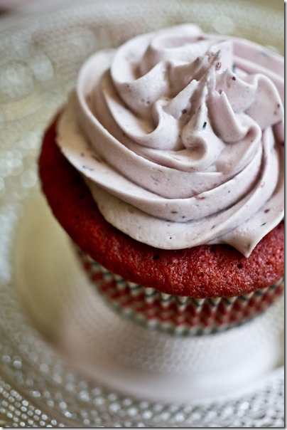 Red Velvet Cupcakes with Blueberry Cream Cheese Icing