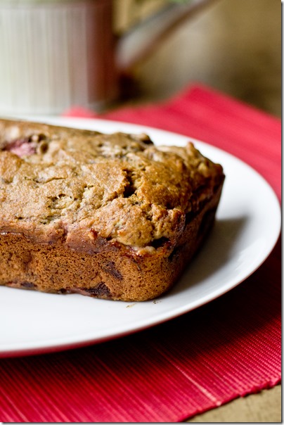 Vanilla Roasted Strawberry Banana Bread that is Low Fat and Whole Wheat