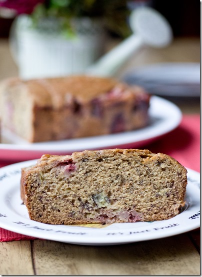 Vanilla Roasted Strawberry Banana Bread that is Low Fat and Whole Wheat