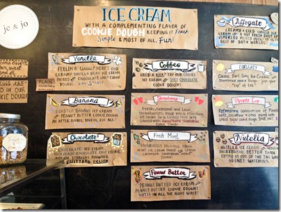 Je & Jo menu; New York City Ice Cream Tour Part 2