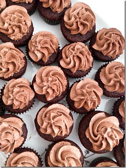 Double Chocolate Stout Mini Cupcakes for Burgers Bourbon and Beer Surprise 30th Birthday Party